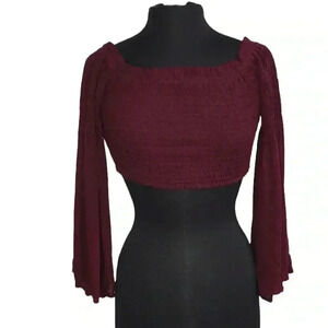 Molly Green Una Flare Sleeve Crop Top Size S